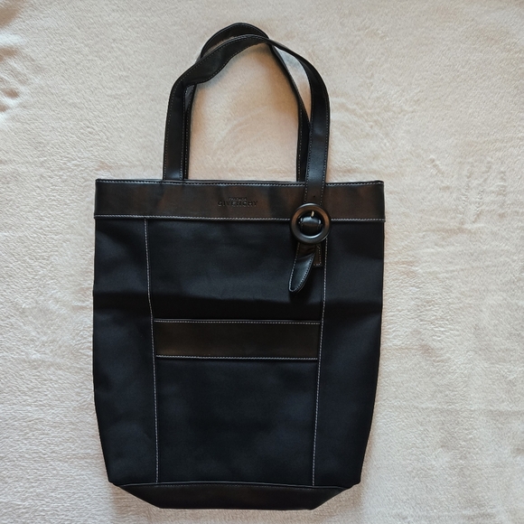 GIVENCHY Parfums Nylon Tote Bag Faux Leather Straps Striped Interior NWOT - Picture 2 of 12